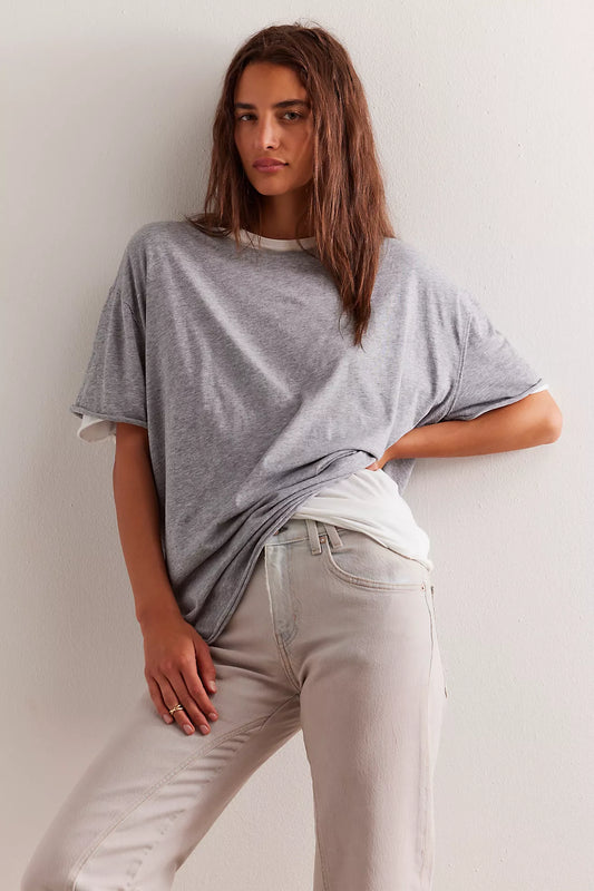 Free People : Nina Tee in Heather Grey