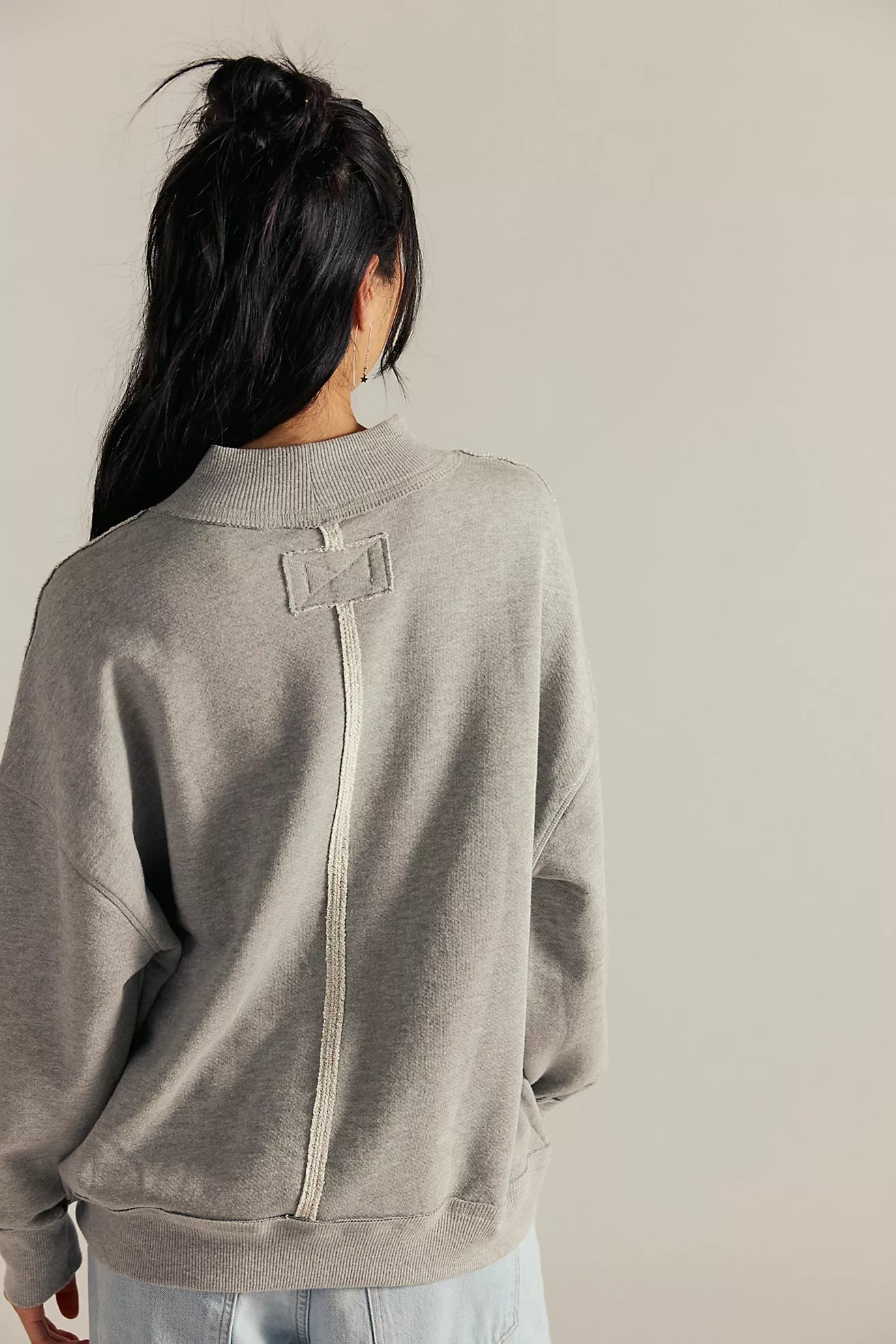 heather grey mock neck sweatshirt