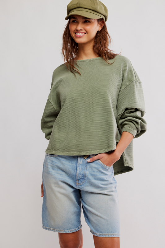 Free People: Total Eclipse Tee in Moss