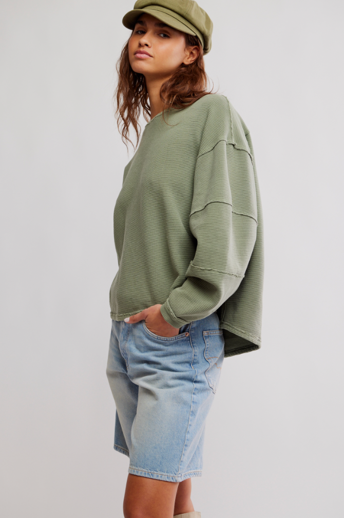 Free People: Total Eclipse Tee in Moss