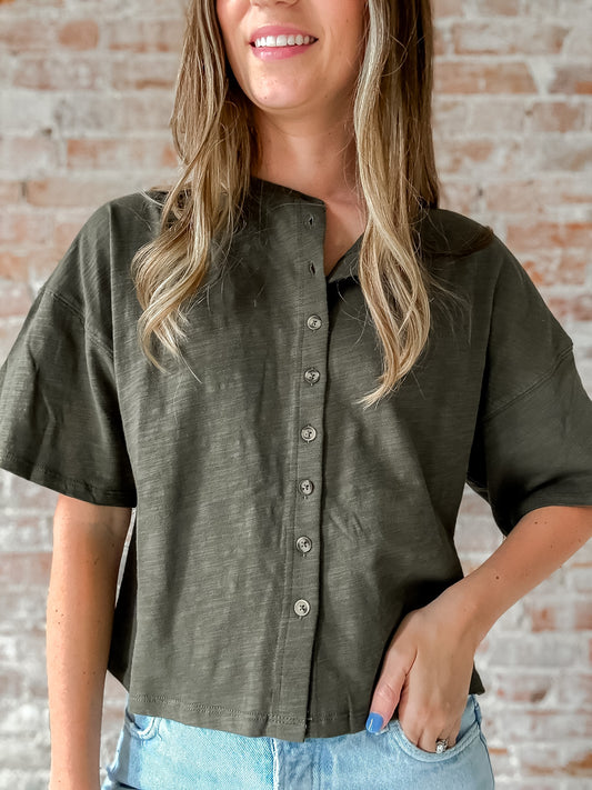 Tara Button Tee : Green