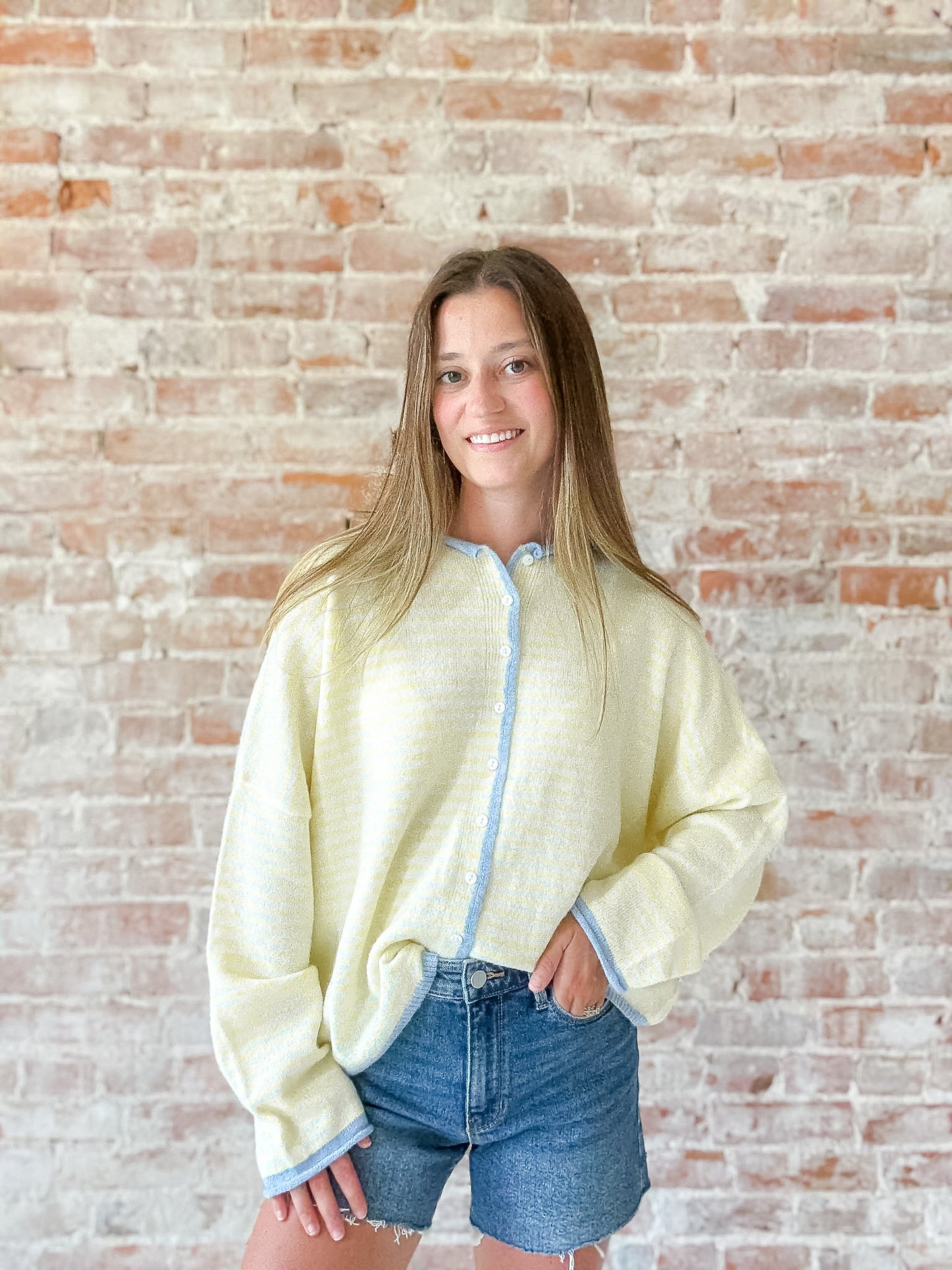 Piper Cardigan : Yellow Stripe