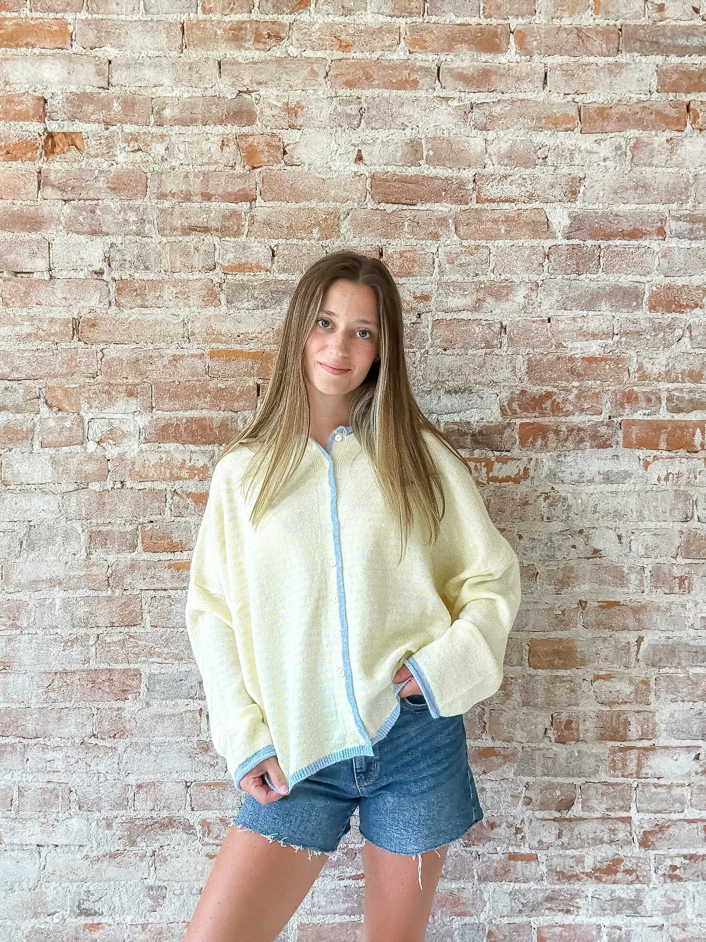 Piper Cardigan : Yellow Stripe