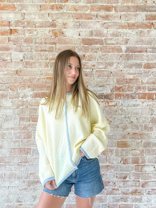 Piper Cardigan : Yellow Stripe