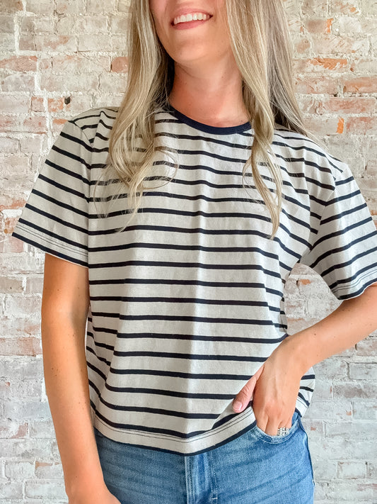 Essential Stripe Tee in Navy