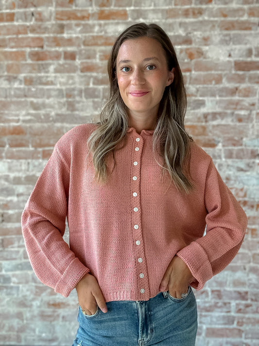 Seaside Cardigan in Toasted Rose