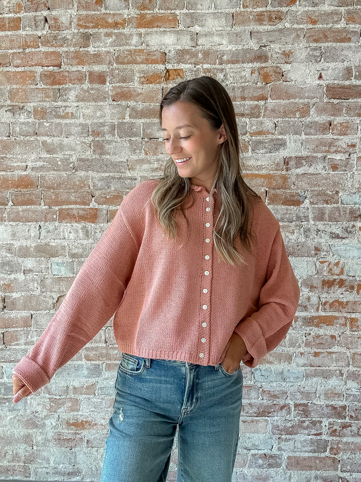 Seaside Cardigan in Toasted Rose