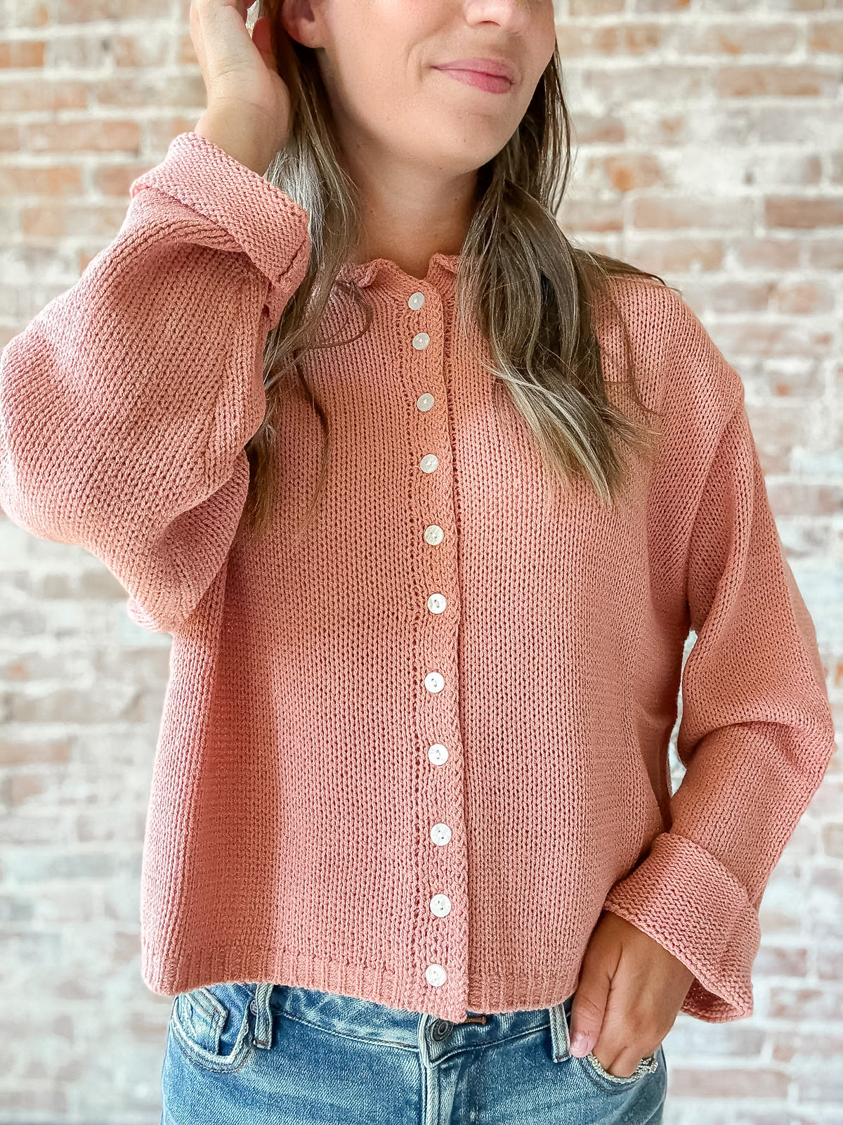 Seaside Cardigan in Toasted Rose