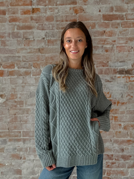 Cable Sweater in Grey