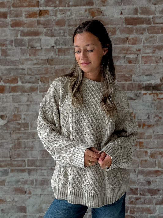 Cable Sweater in Beige