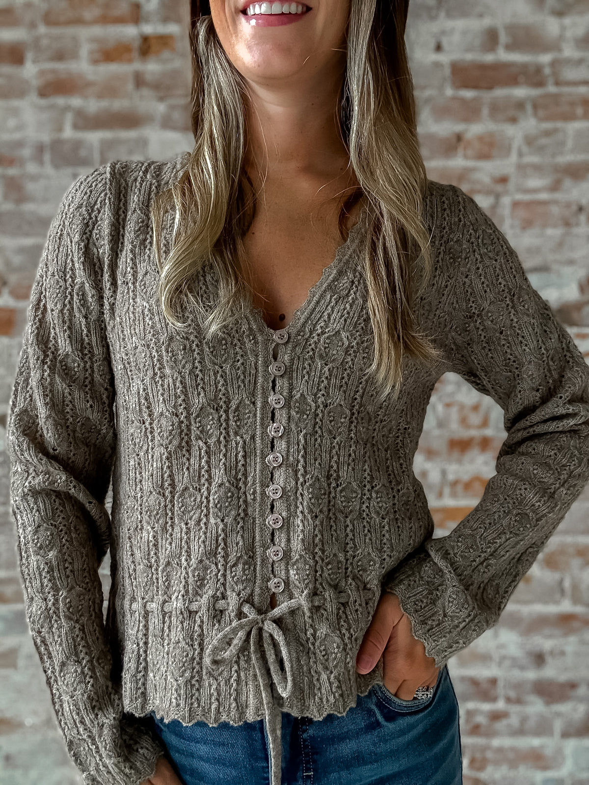 Knit Cardigan in Taupe