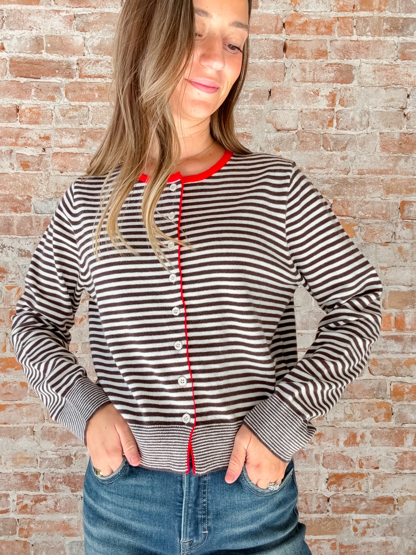 Montana Cardigan : Brown Stripe