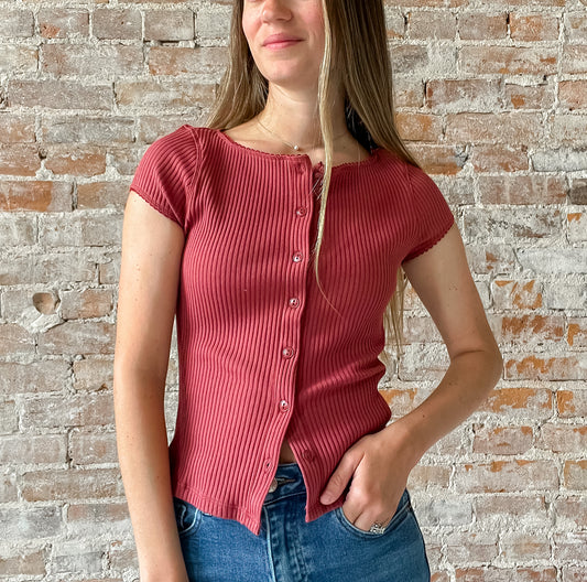 Free People : Most Wanted Cardi in Terracotta