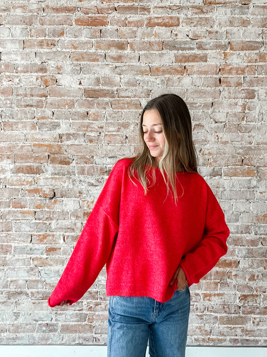 Paige Sweater : Cherry