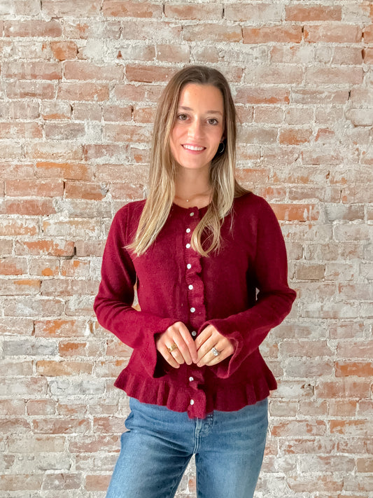 Jade Cardigan in Burgundy