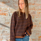 brown and navy stripe sweater