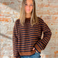 brown and navy stripe sweater