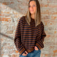 brown and navy stripe sweater