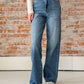 dark wash wide leg jean