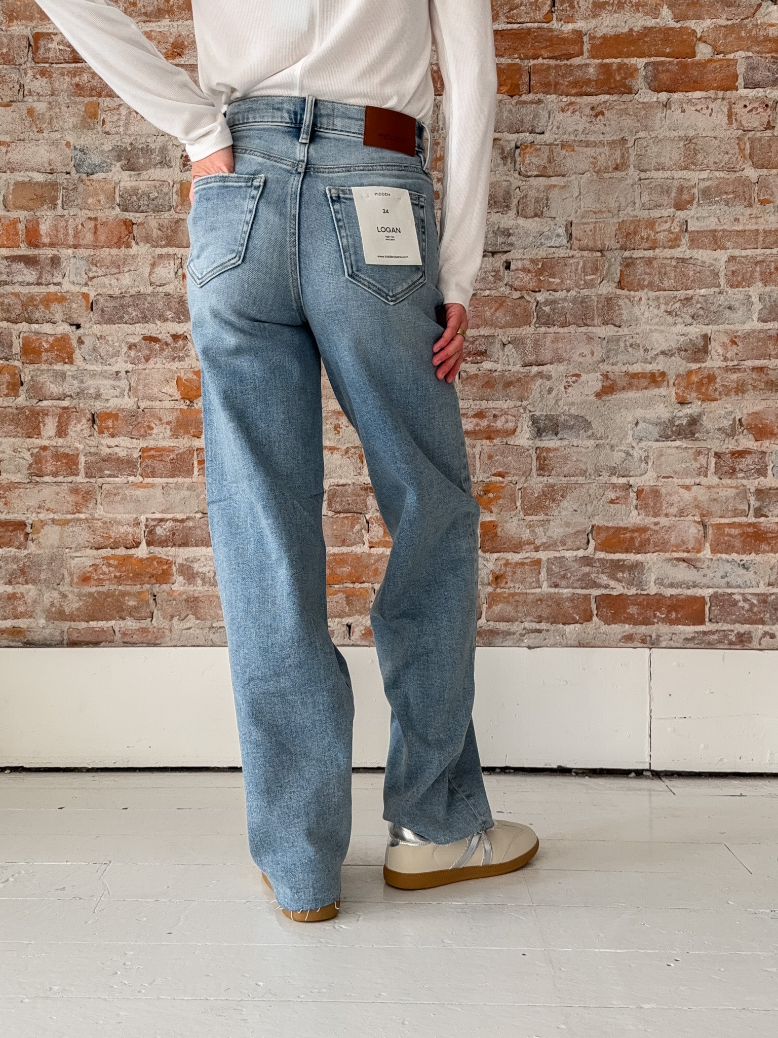 medium wash wide leg jeans