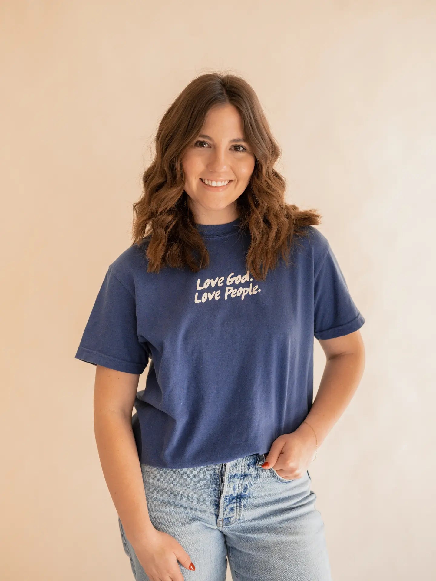 navy tee Love God, Love People Tee