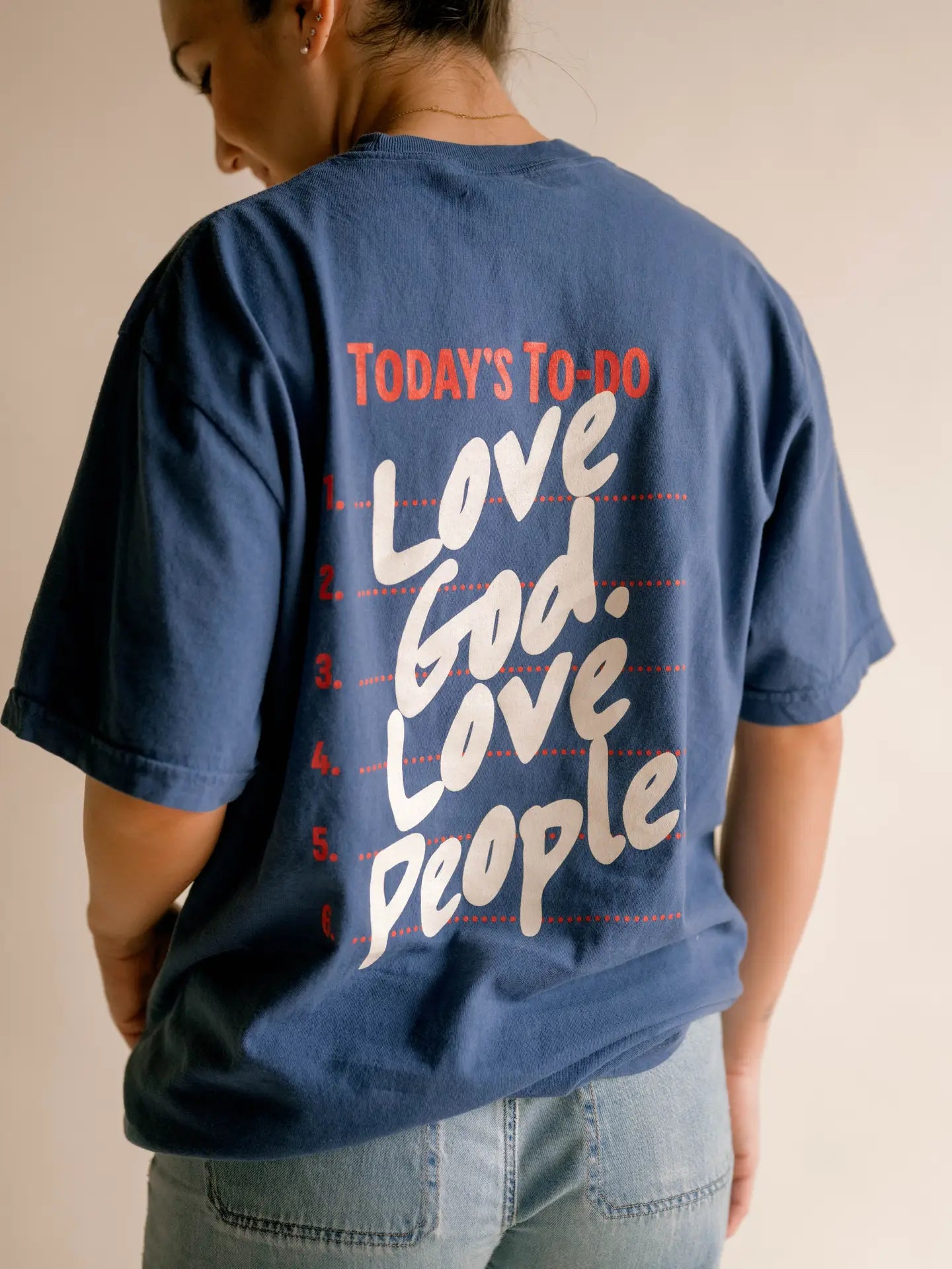 navy tee Love God, Love People Tee