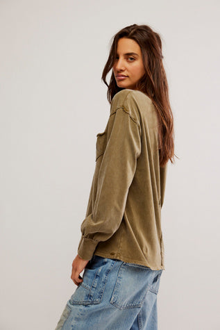 Free People: Fade Into You Top in Military Olive