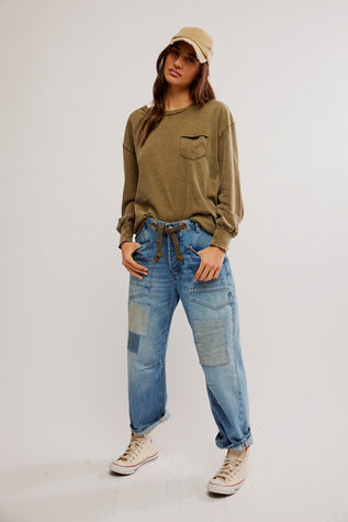 Free People: Fade Into You Top in Military Olive