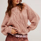 Free People: Frankie Cable Knit Sweater in Misty Rose