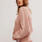 Free People: Frankie Cable Knit Sweater in Misty Rose