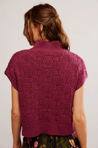 Free People: Vickie Mock Neck in Red Plum