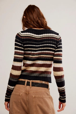 Free People: Lumen Stripe Pullover in Black Combo