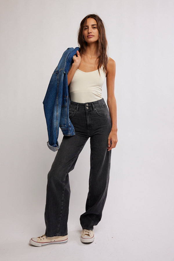 Free People: Xena Straight Jeans in Asteroid