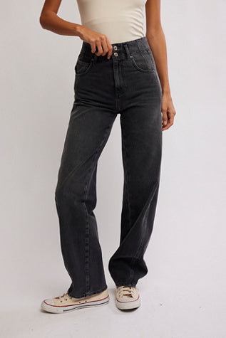 Free People: Xena Straight Jeans in Asteroid