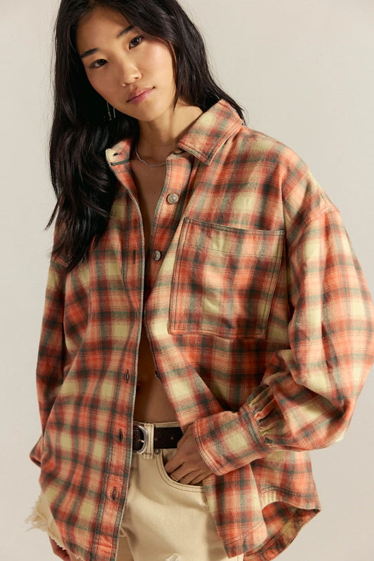Free People : Ashley Flannel in Sand Combo