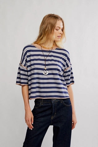 Free People : Clean Rugby Tee in Navy Combo