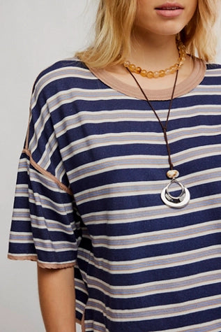 Free People : Clean Rugby Tee in Navy Combo