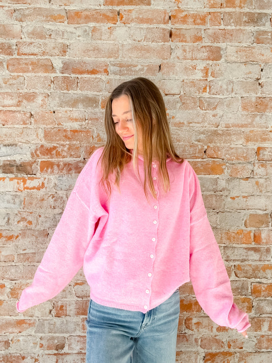 pink cardigan