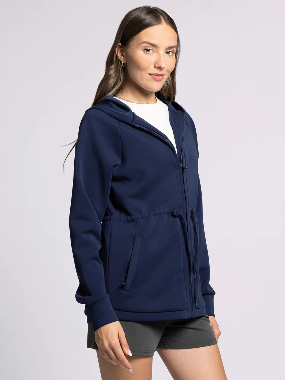 Thread & Supply : Kai Zip Hoodie in Deep Blue