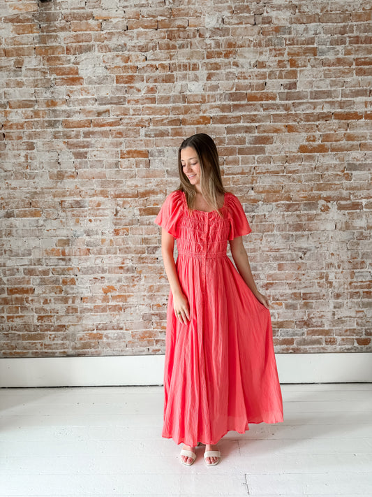 Sarah Dress in Coral