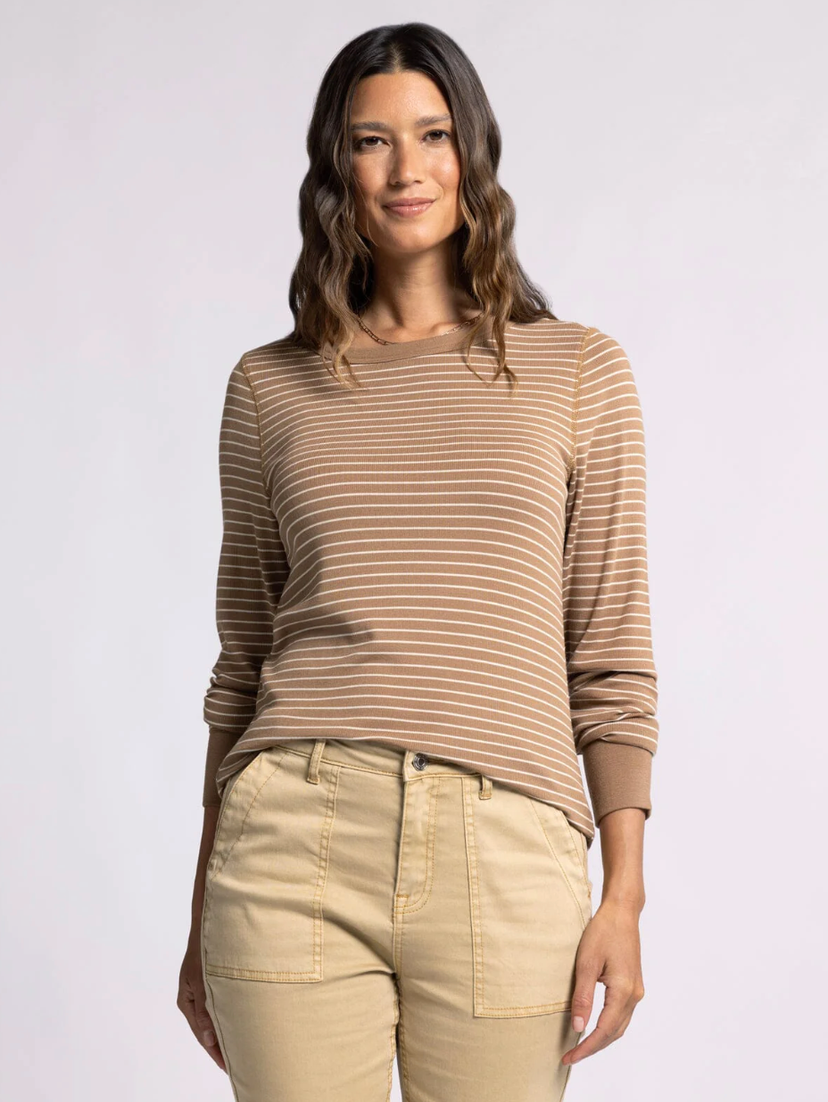 Stacey Top : Toasted Coconut Stripe