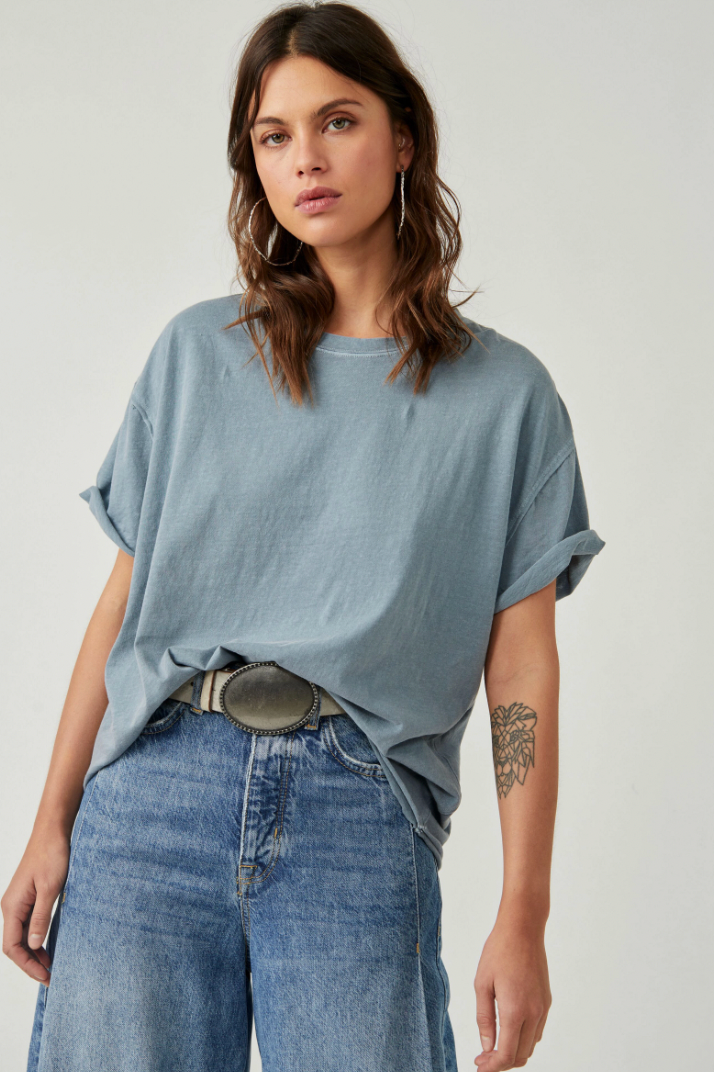 Free People : Nina Tee in Blue Mirage