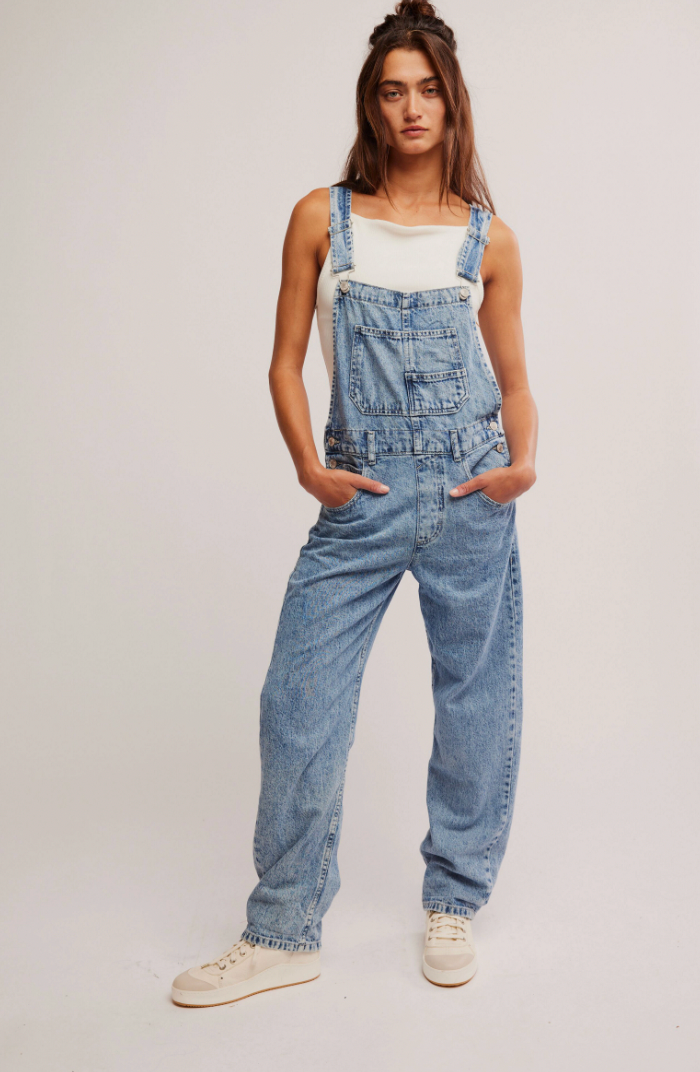 Free People : Ziggy Overall in Light Blue