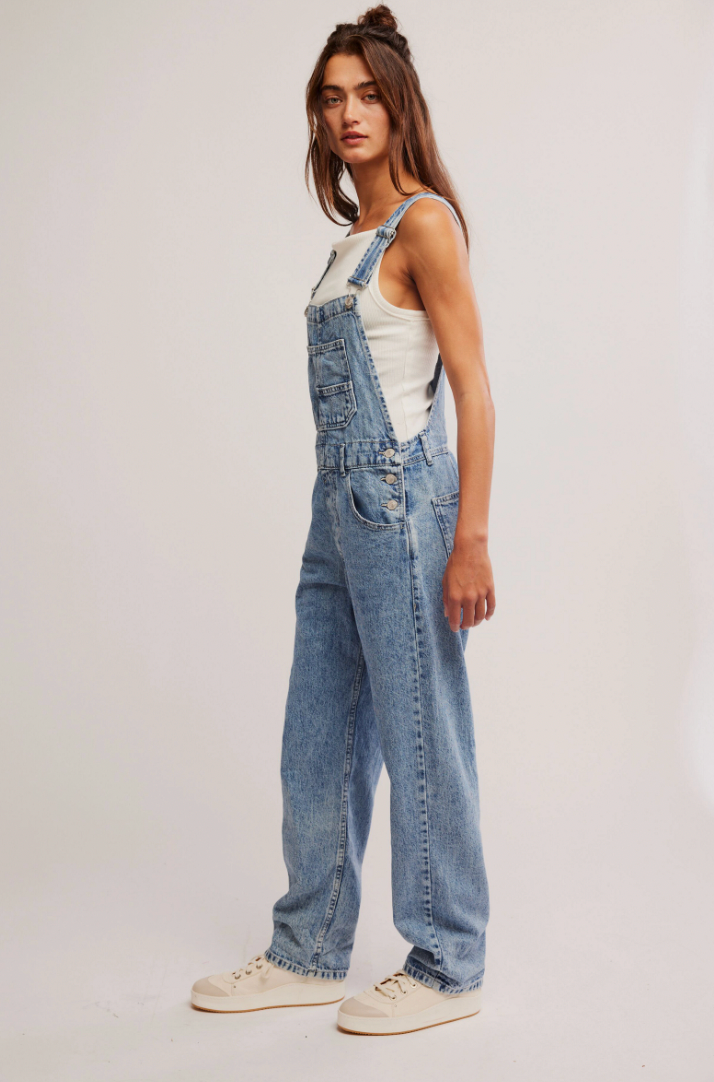 Free People : Ziggy Overall in Light Blue