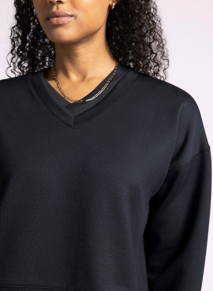 Martina V-Neck : Black Rib