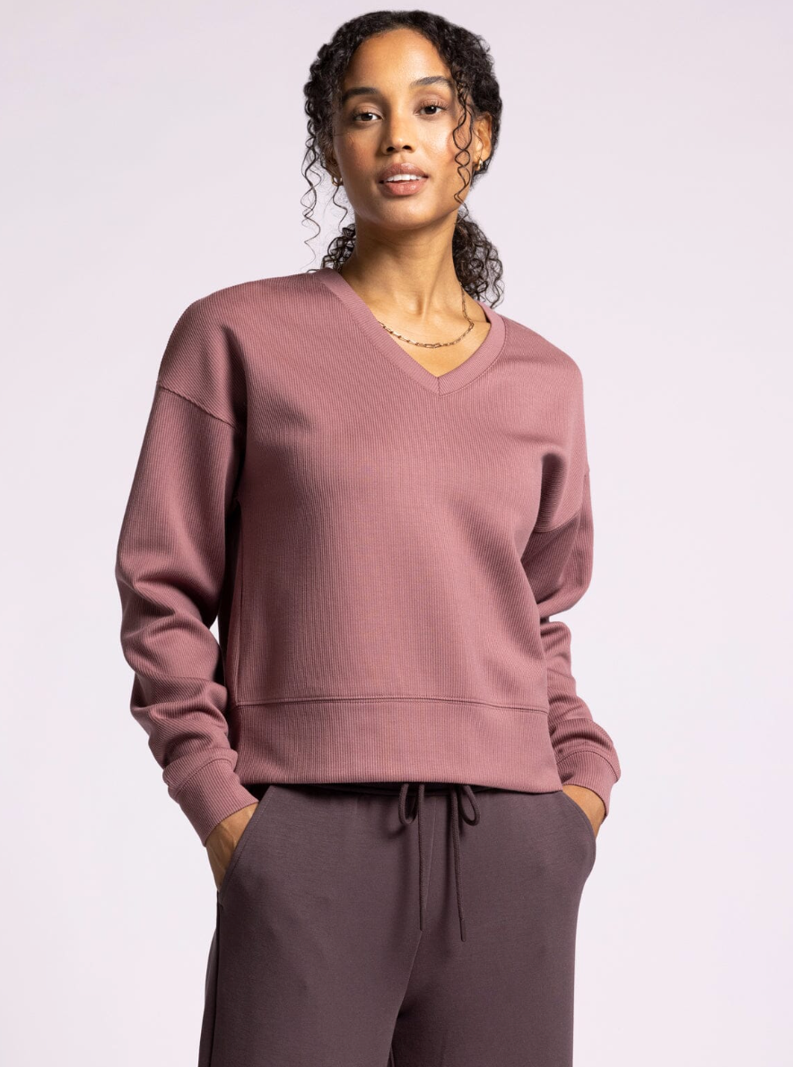 Martina V-Neck : Rose Rib