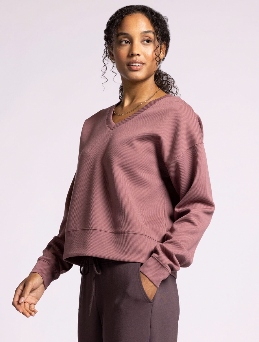 Martina V-Neck : Rose Rib