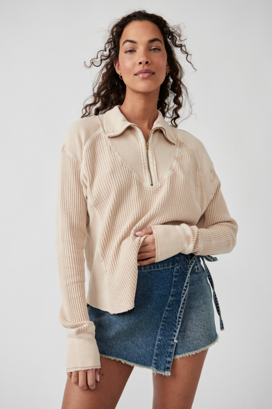 Free People: Ashton Zip Thermal in Sand