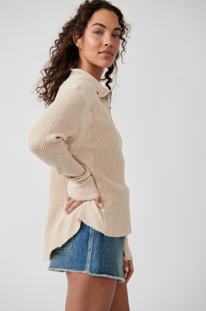 Free People: Ashton Zip Thermal in Sand