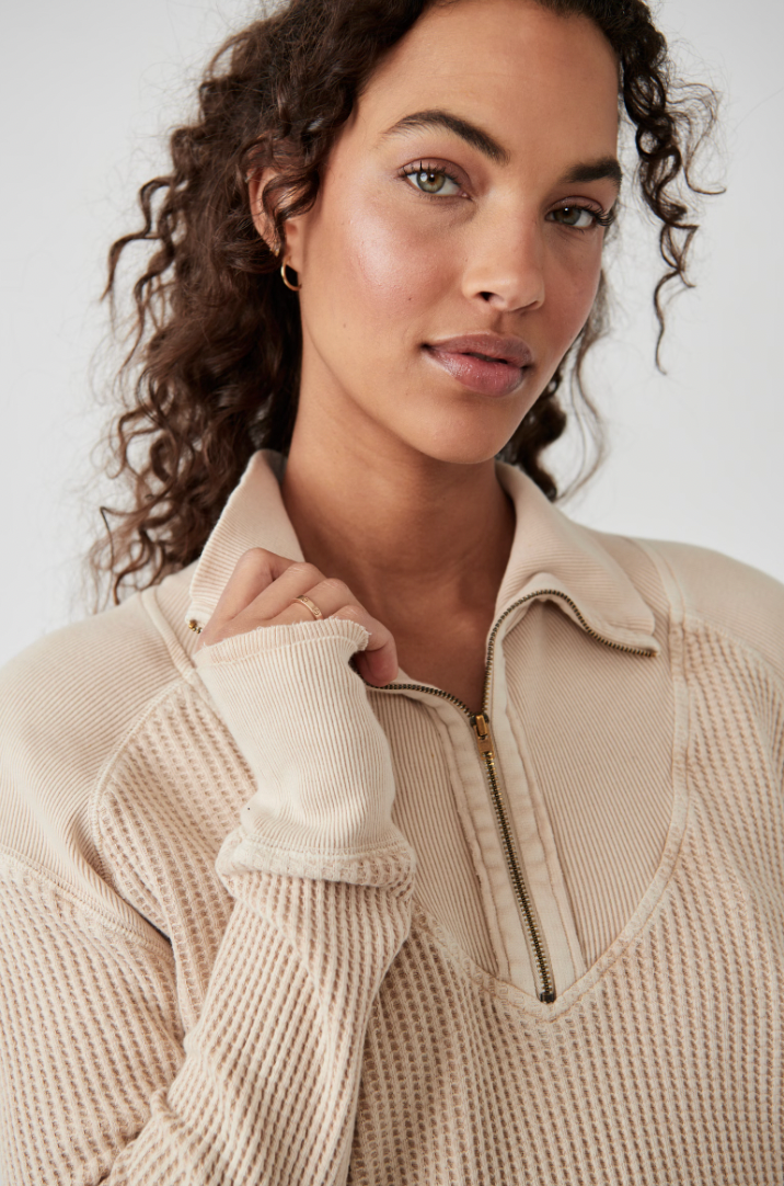 Free People: Ashton Zip Thermal in Sand